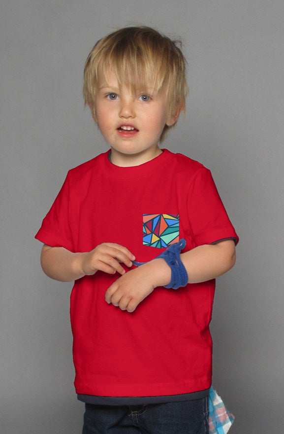 Colorful Triangles - Red Kid's Shirt